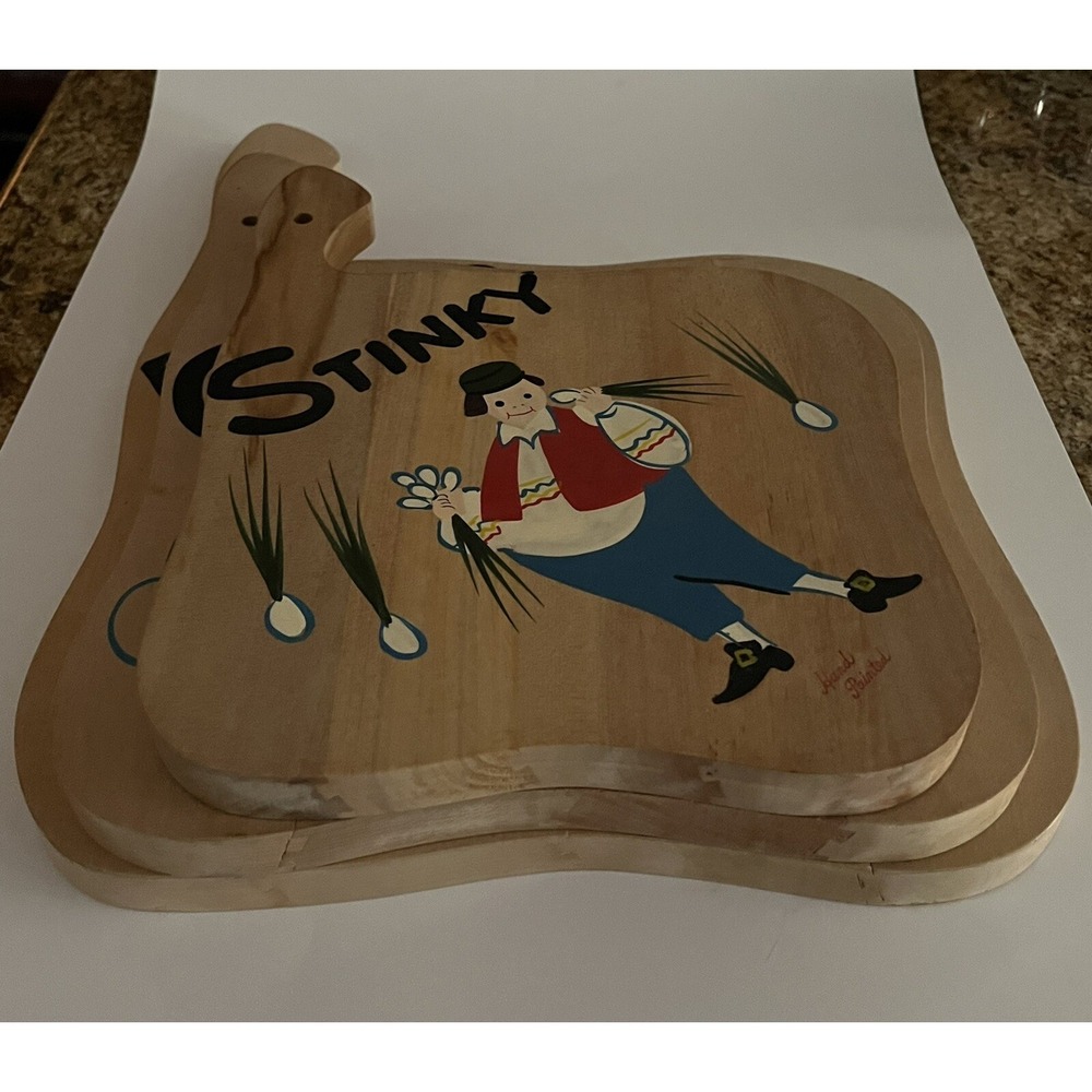 Vintage Cutting Boards Dutch Folk Handpainted Woodpecker WoodWare Kitsch MCM